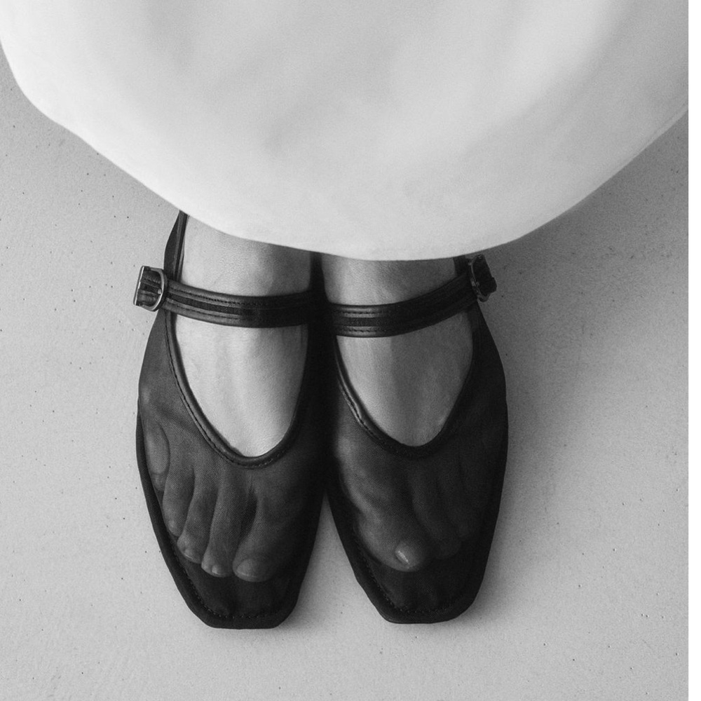 Zara Black Sheer Mesh Flats EU Size 39
